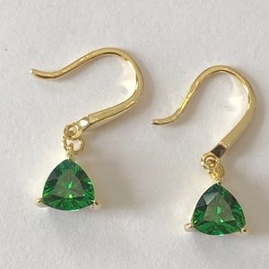 Synthetic Emerald triangle earrings